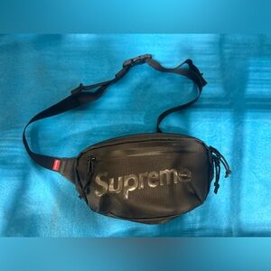Supreme Black Belt Bag with Metallic Logo